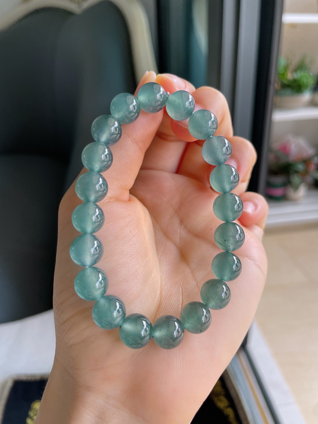 ️，天然翡翠A货，冰蓝水手串，尺寸：9.8mm。【编4528】