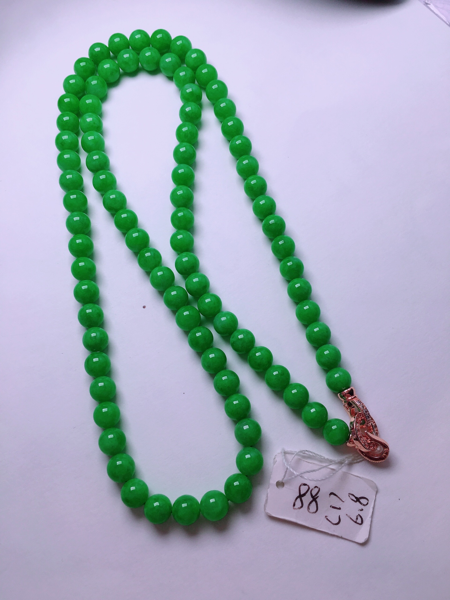 ️高冰绿珠子项链，晶莹剔透，新颖时尚，品相，6.5-6.8