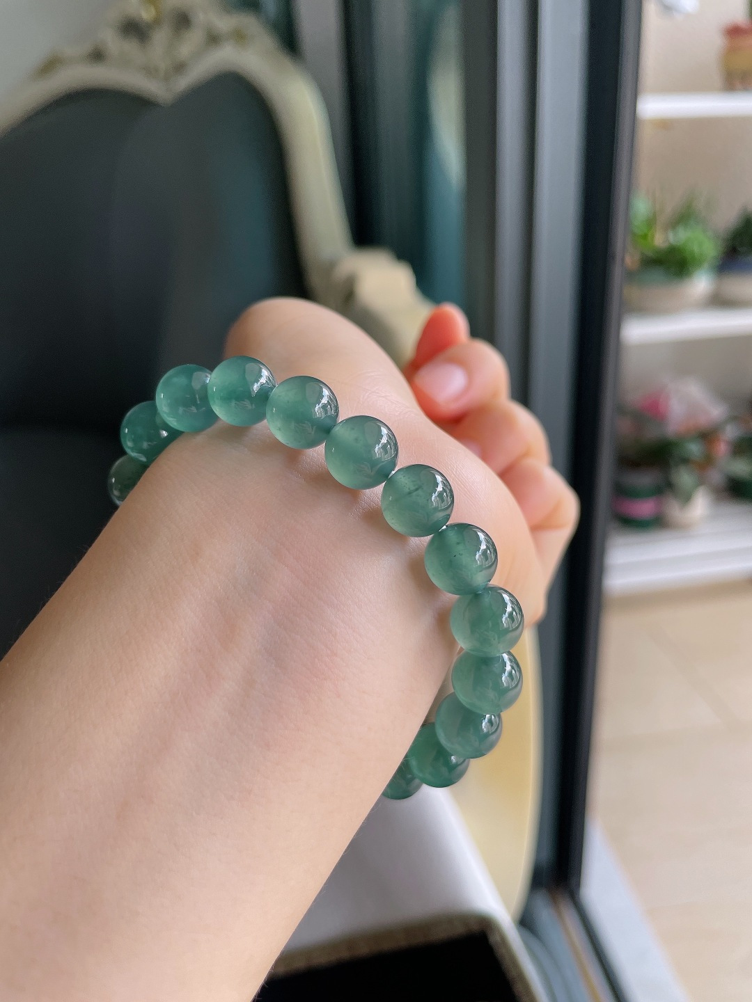 ️，天然翡翠A货，冰蓝水手串，尺寸：9.8mm。【编4529】