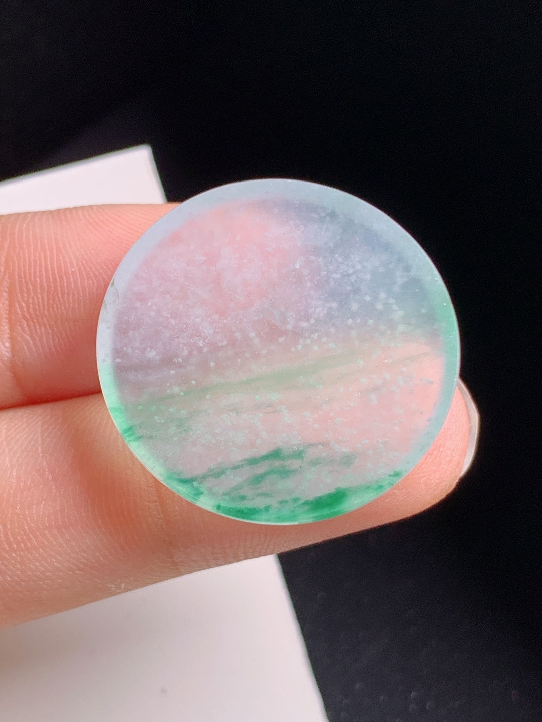️ 冰种飘花无事牌裸石，雪花漫天，冰透起荧，意境悠然