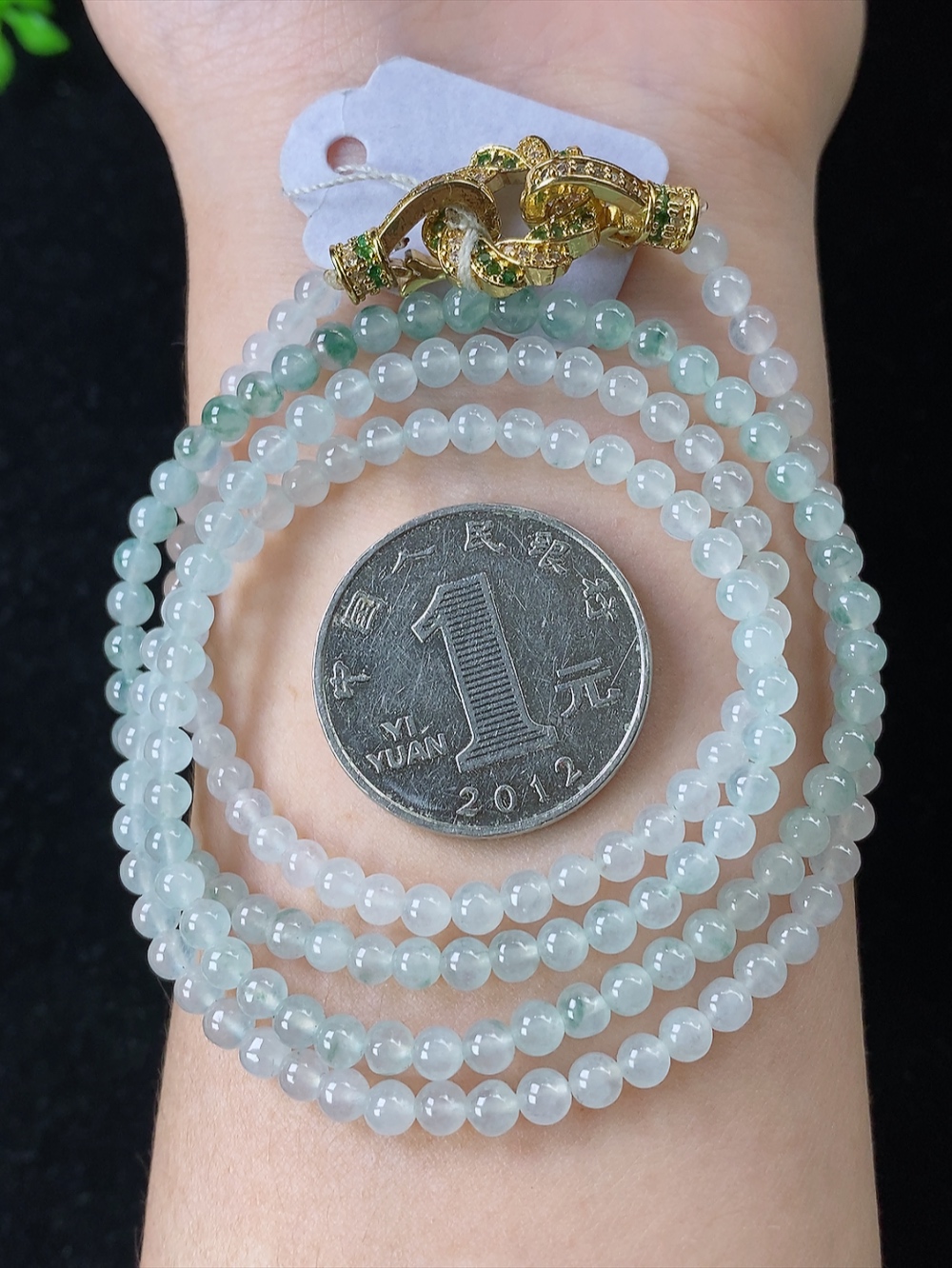 二号冰种玉珠项链，尺寸3.5mm,819daao