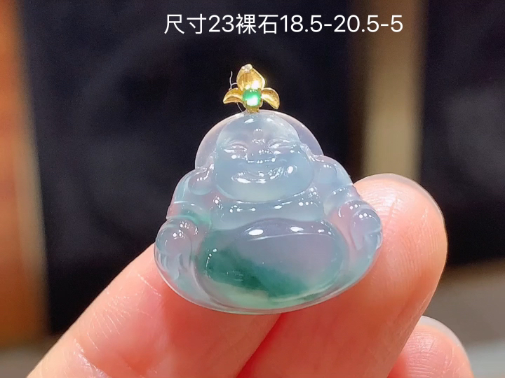 18K 冰飘花佛公吊坠 无裂，尺寸，18.5-20.5-5