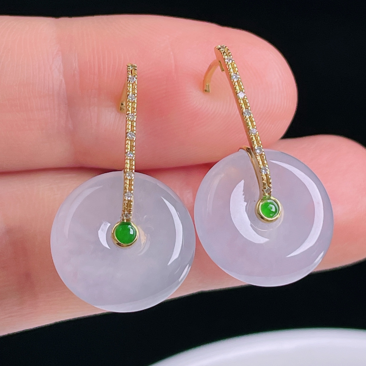 ️冰紫耳坠，18k镶嵌，老种起光，细底通透，尺寸：裸石14.5/5.8mm0819
