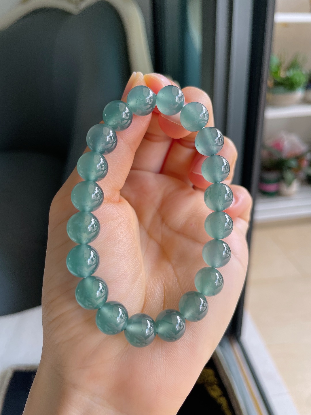 ️，天然翡翠A货，冰蓝水手串，尺寸：9.8mm。【编4528】