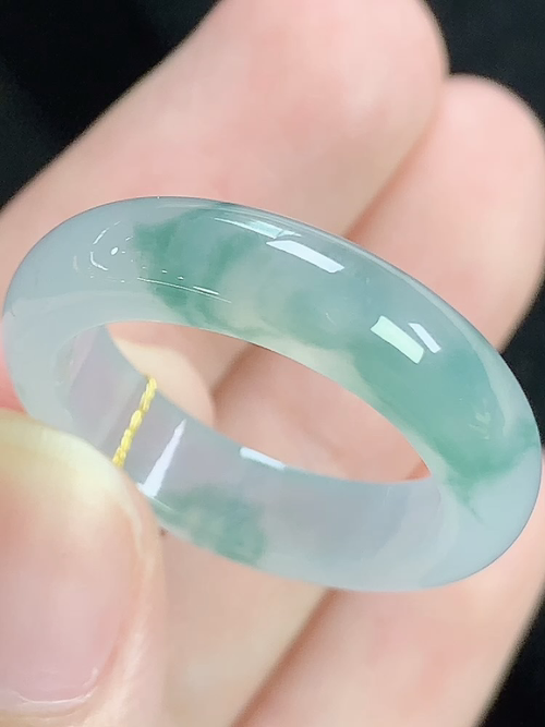 冰飘花戒指，无裂，内径尺寸18.8-5.7-3.6mm，20号手寸，D19lsk