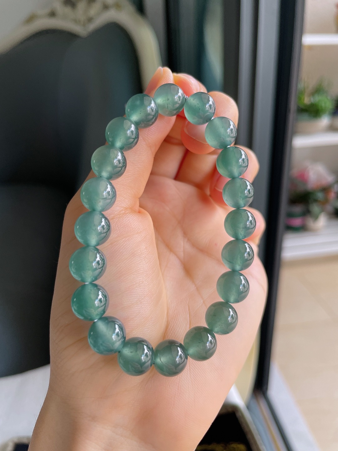 ️，天然翡翠A货，冰蓝水手串，尺寸：9.8mm。【编4529】