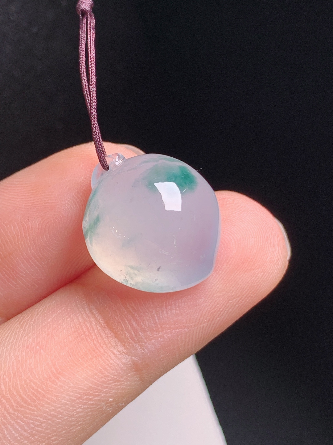 高冰飘花桃子，冰透灵动，种水十足，福寿圆满