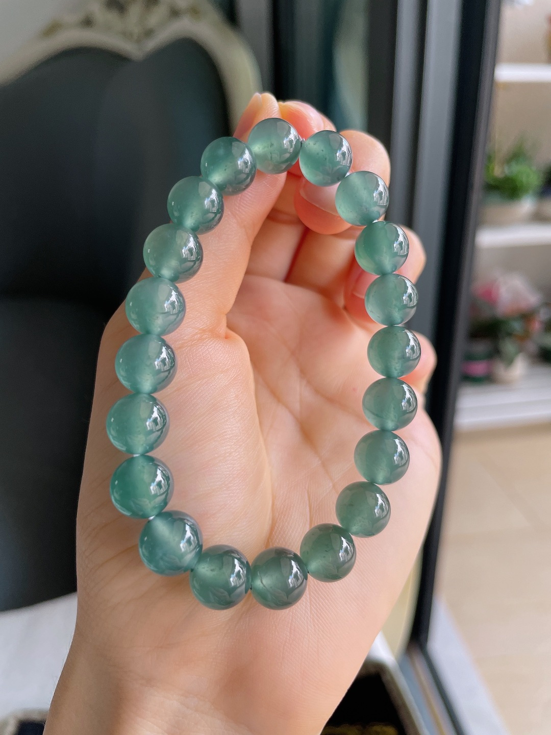 ️，天然翡翠A货，冰蓝水手串，尺寸：9.8mm。【编4529】