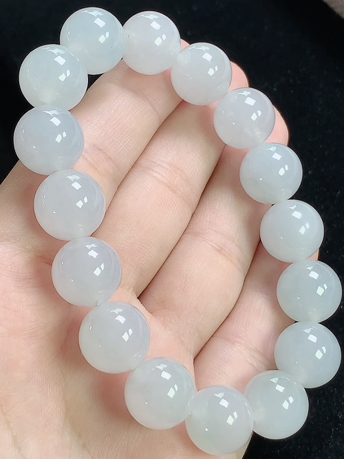 冰种玉珠手串，尺寸12.5mm，D19yja
