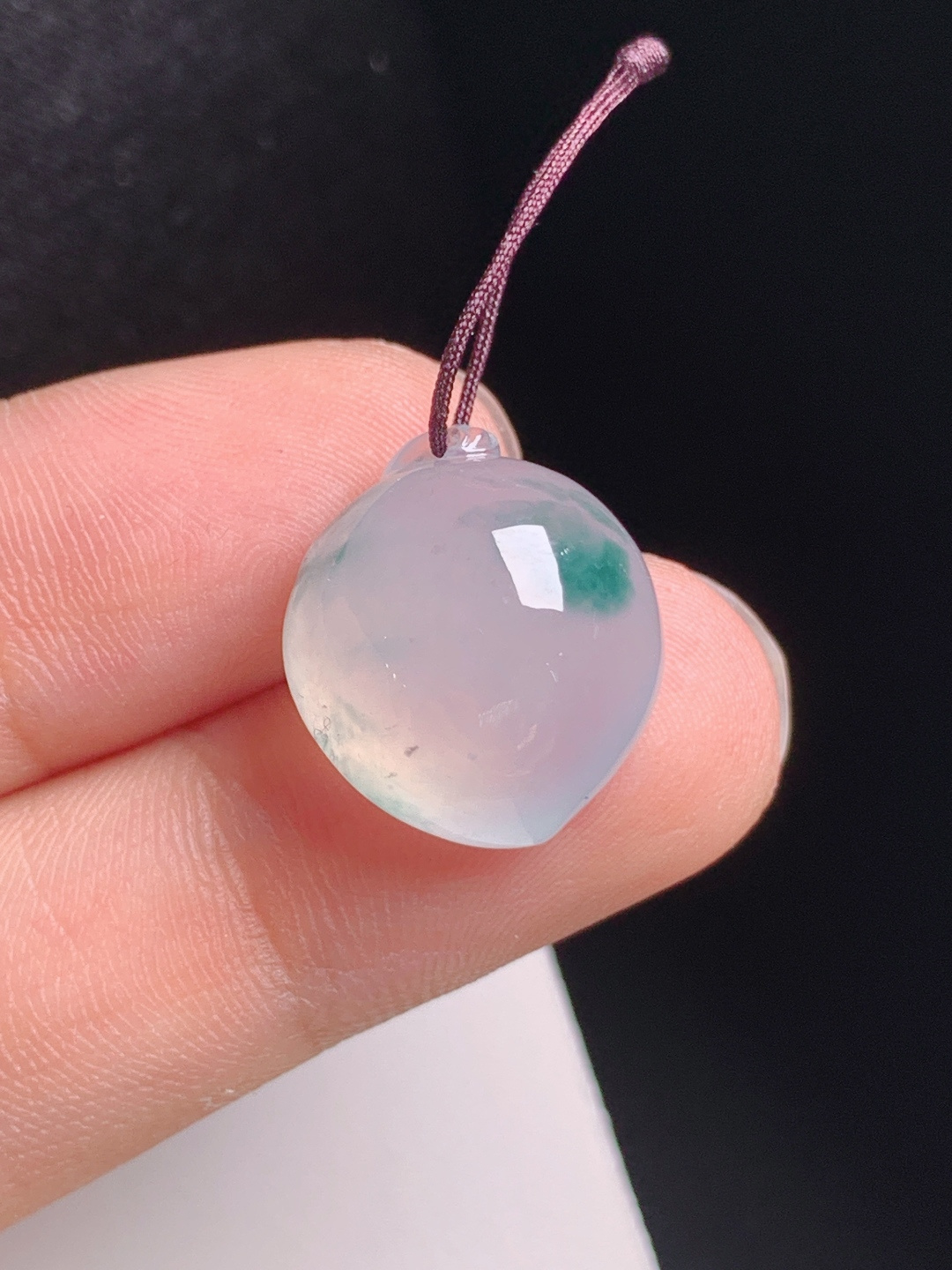 高冰飘花桃子，冰透灵动，种水十足，福寿圆满