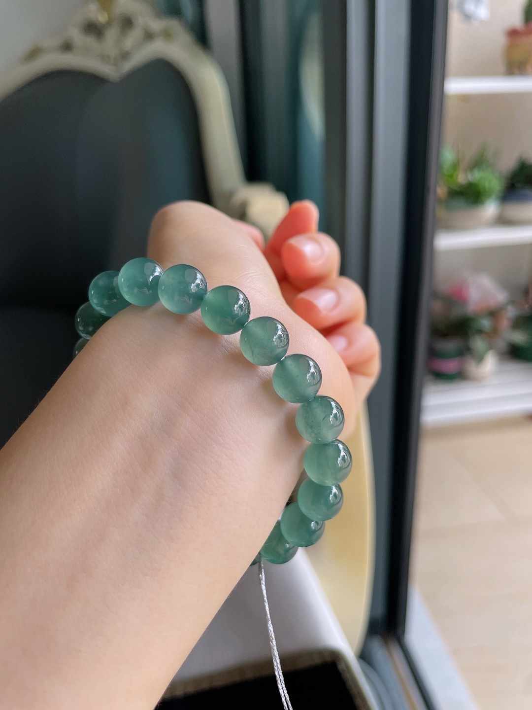 ️，天然翡翠A货，冰蓝水手串，尺寸：9.8mm。【编4529】