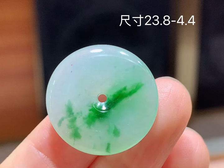 ️冰飘绿平安扣，无裂，尺寸，23.8-4.4