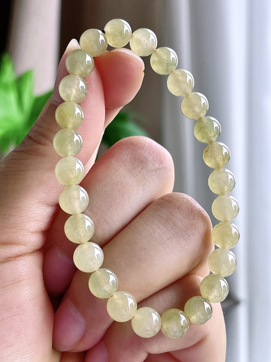 冰黄翡手串圆珠珠子手串，性比高，尺寸7mm，重量15.5克