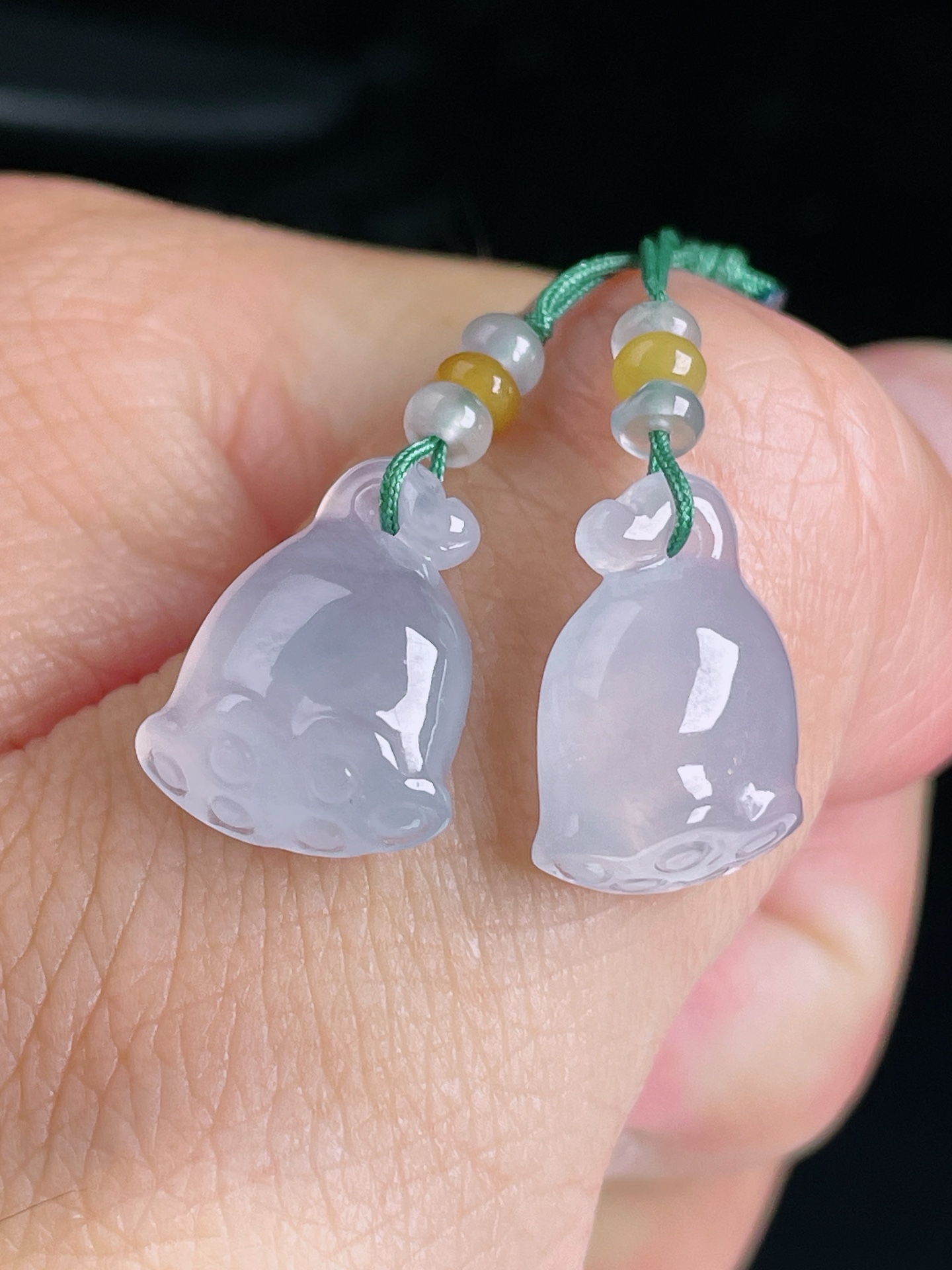 冰紫莲藕耳坠，老种起光，细底通透，尺寸：裸石16/12.3/5.4mm0820