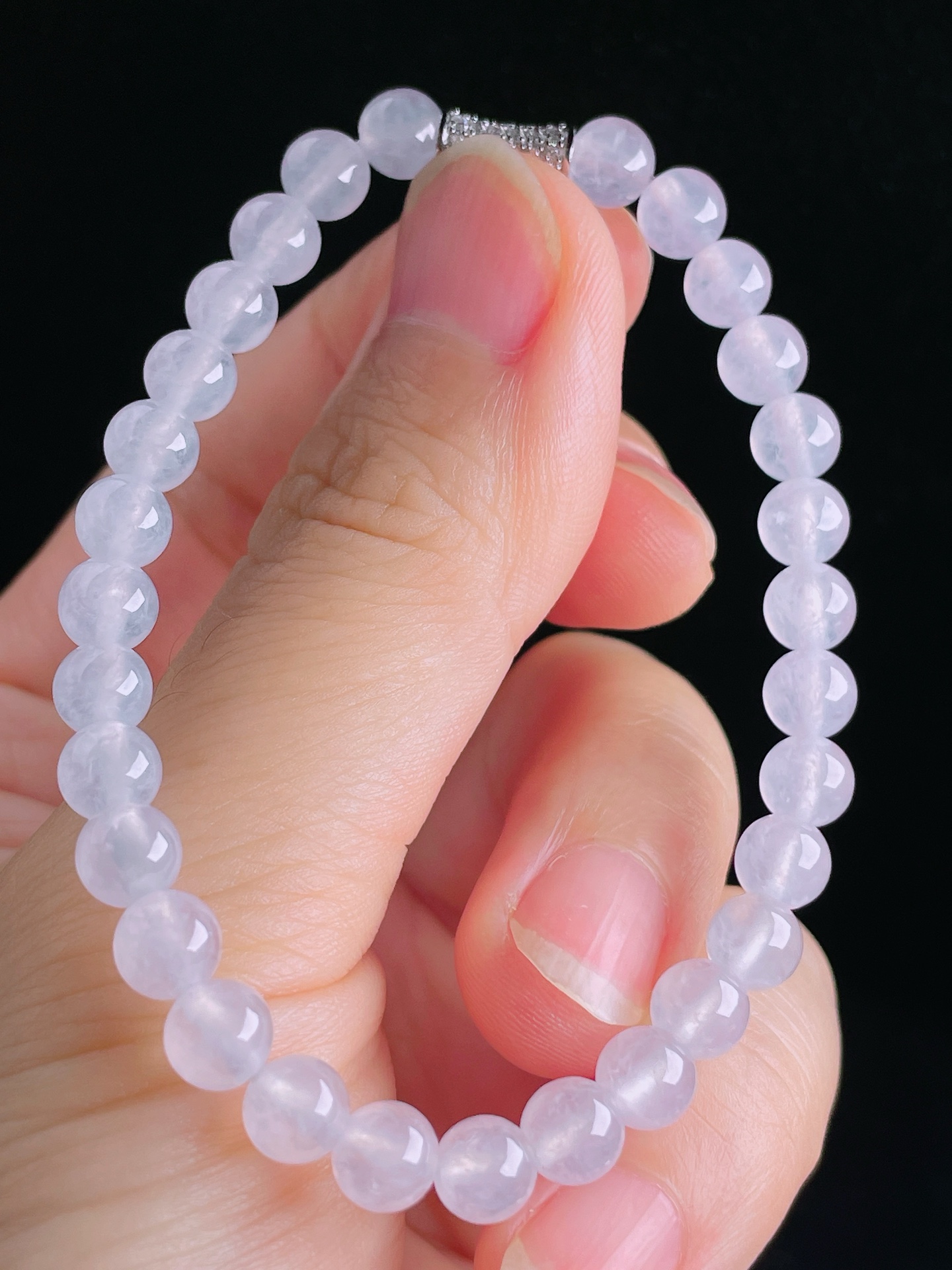 冰种手链，老种起光，细底通透，尺寸：6.2mm