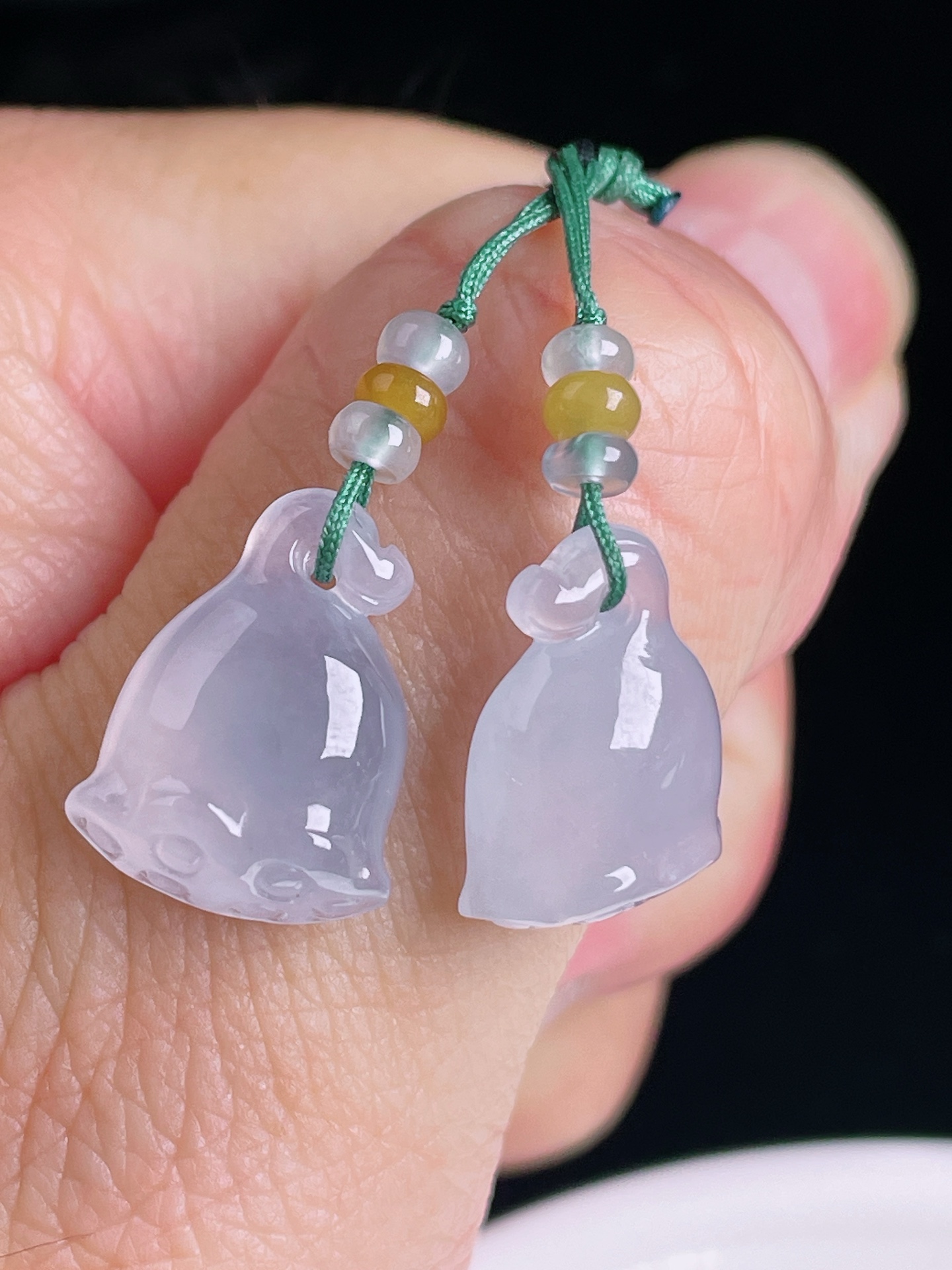 冰紫莲藕耳坠，老种起光，细底通透，尺寸：裸石16/12.3/5.4mm0820