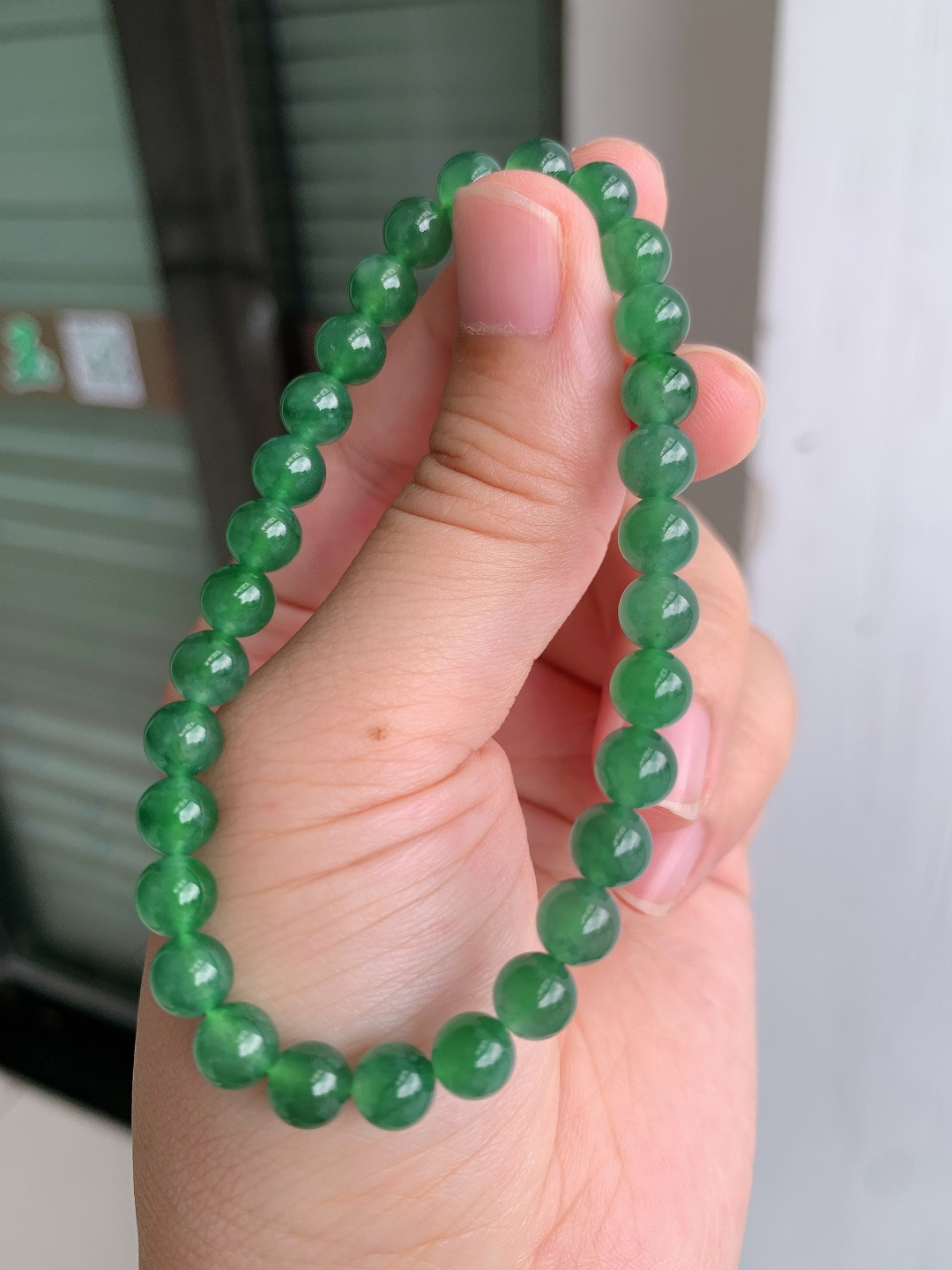 ️ 冰种满绿珠珠手链，水头足润，色泽鲜亮，质感