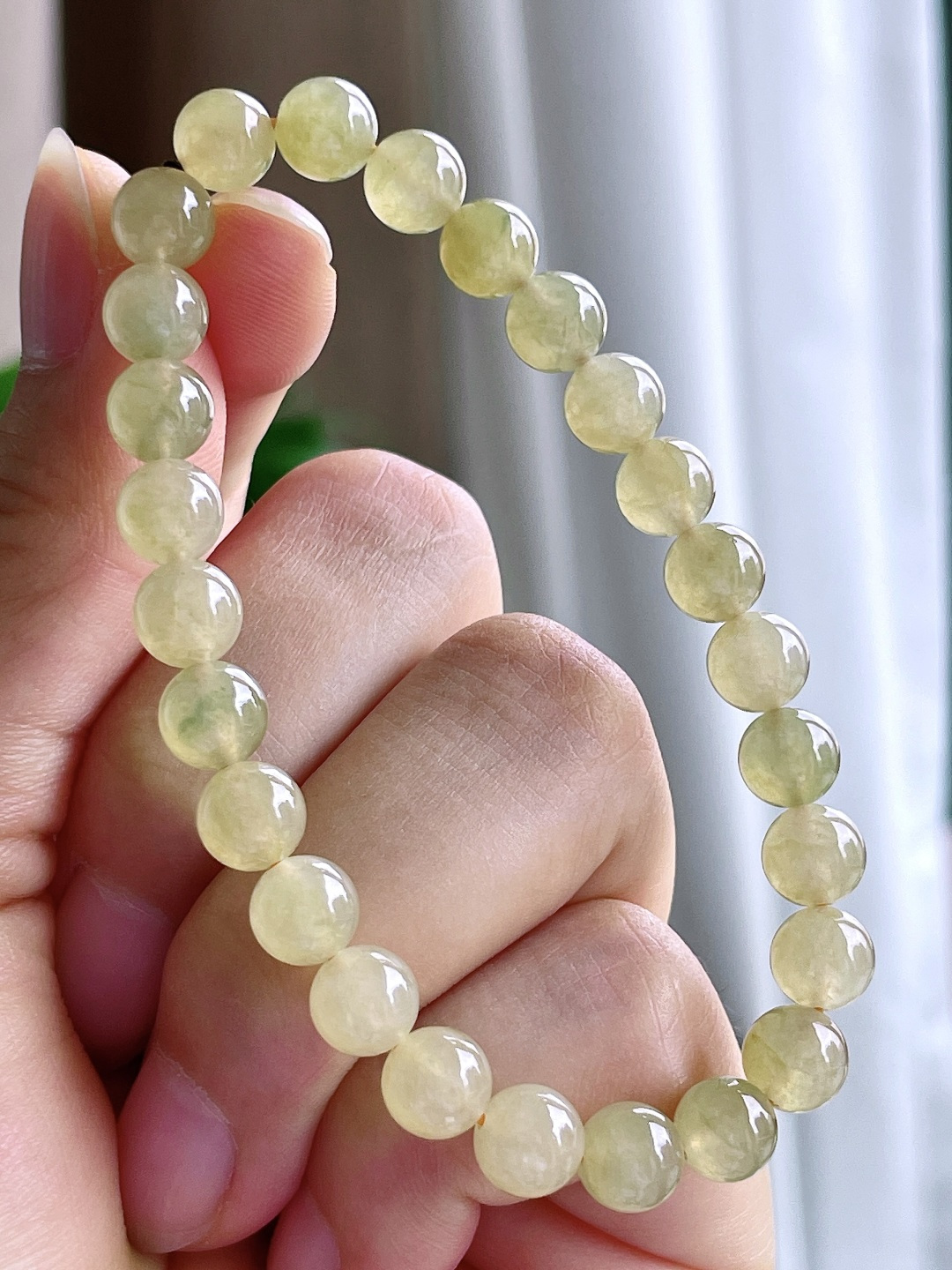 冰黄翡手串圆珠珠子手串，性比高，尺寸7mm，重量15.5克