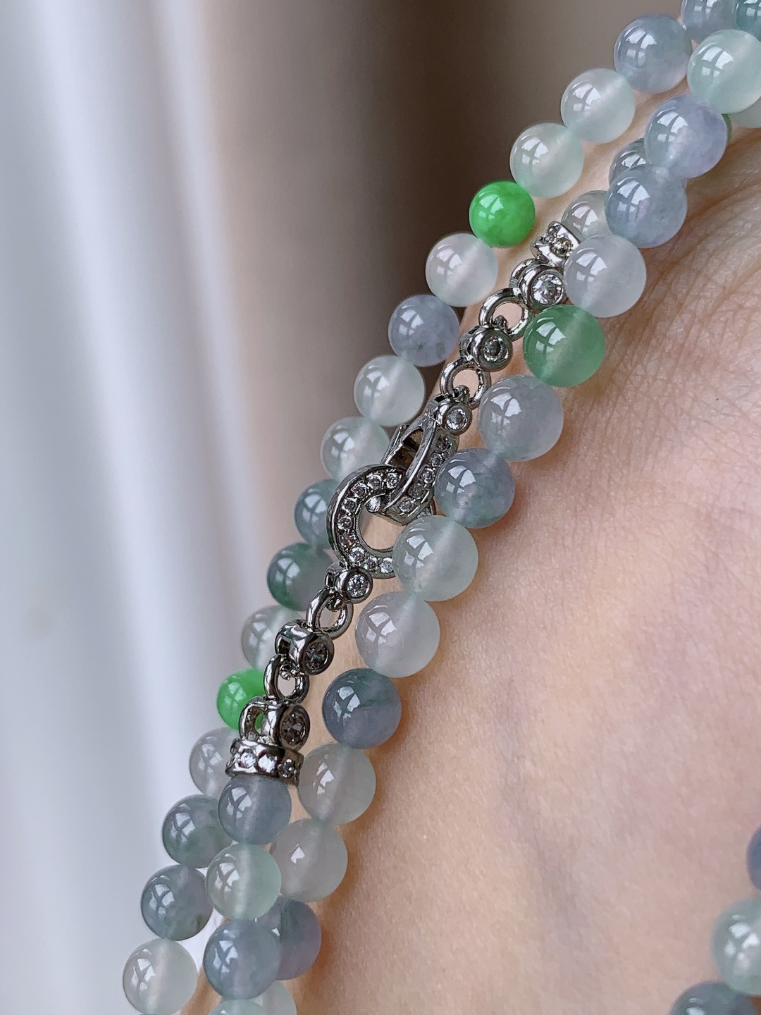 【珠子】冰多宝珠链圆珠珠子珠串长串【说明】性比高【尺寸】4.9-4.5mm 34cm【重量】27.8克