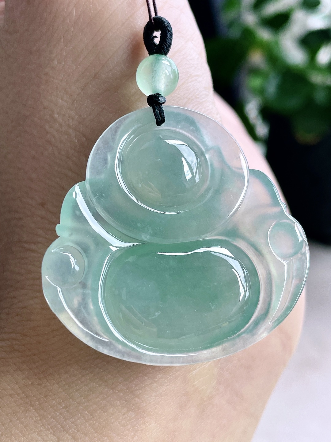 冰晴绿佛公大佛公吊坠，缅料，无裂，性比高，厚装，尺寸37.6-40.6-8.3，重量18.8克