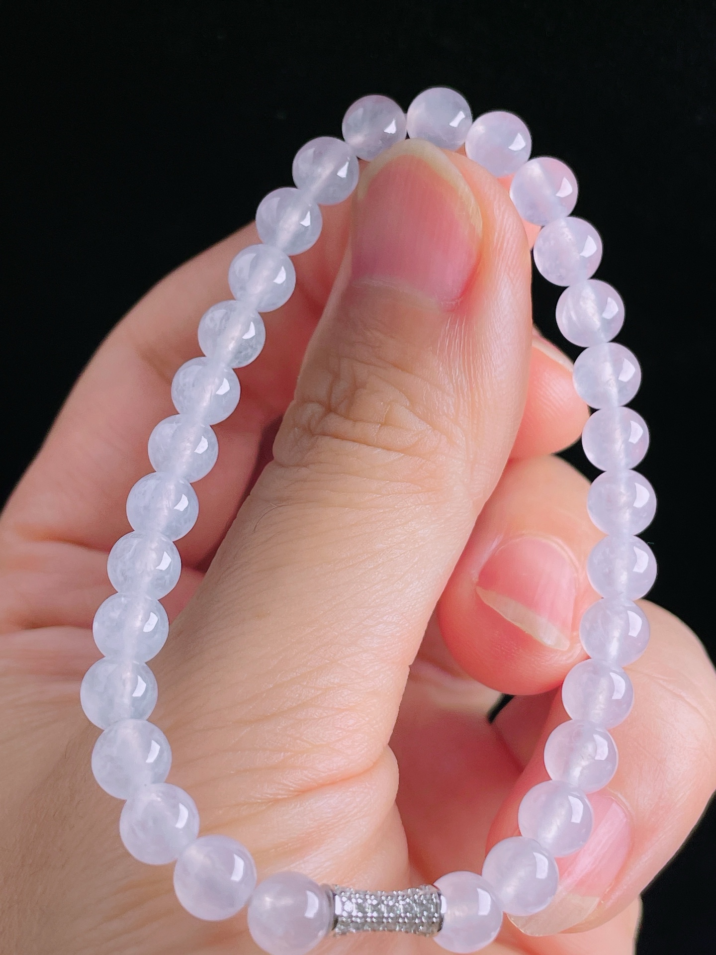 冰种手链，老种起光，细底通透，尺寸：6.2mm