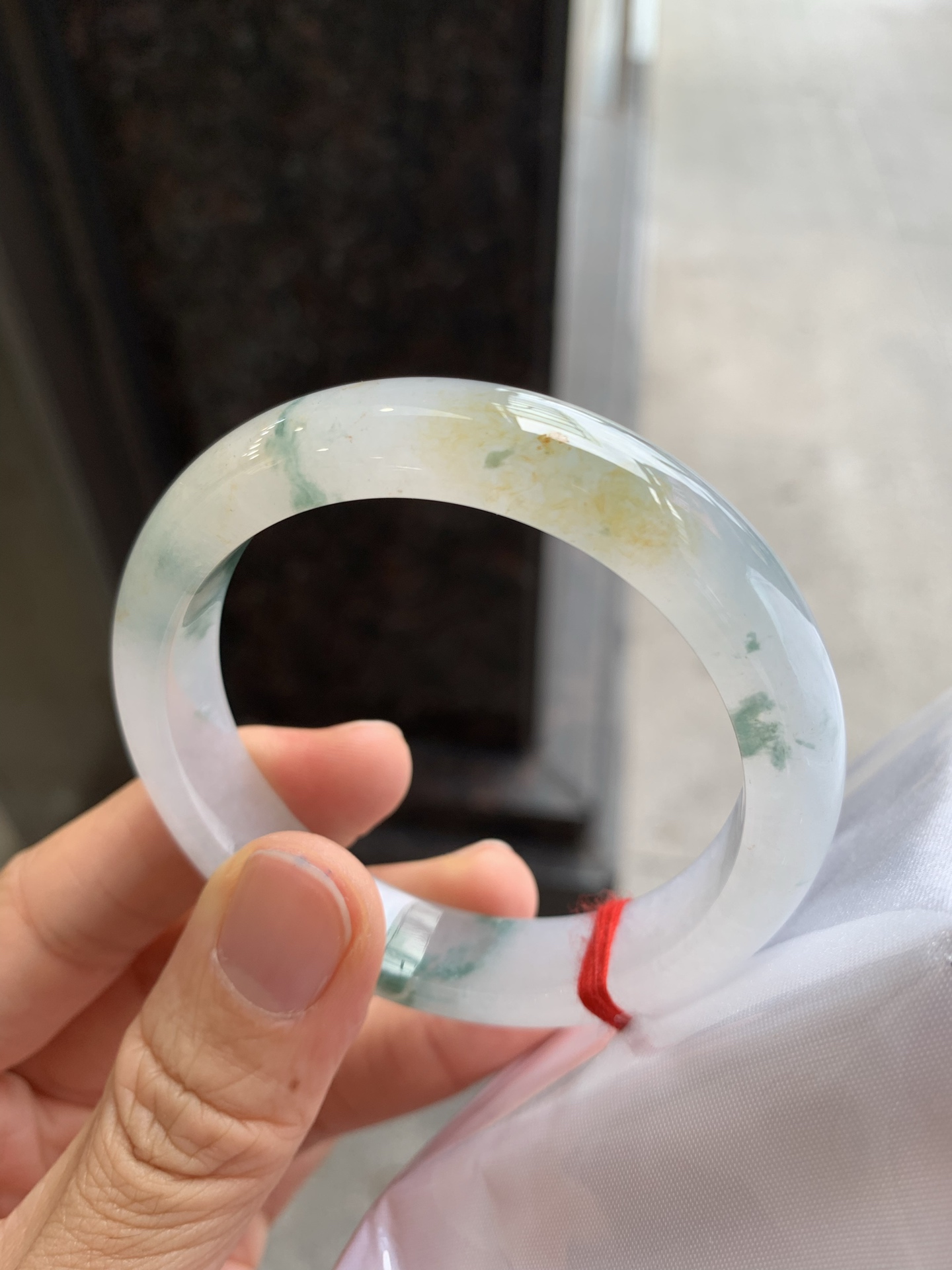 正圈冰黄翡飘花，无裂，冰润