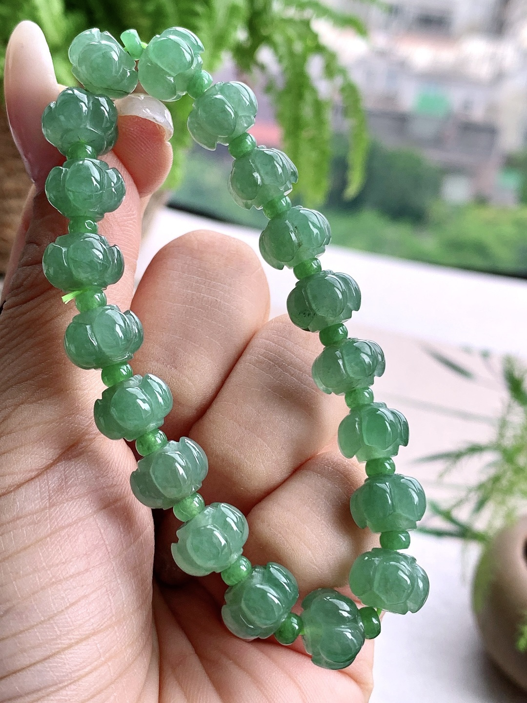 冰晴绿手串荷花手串，性比高