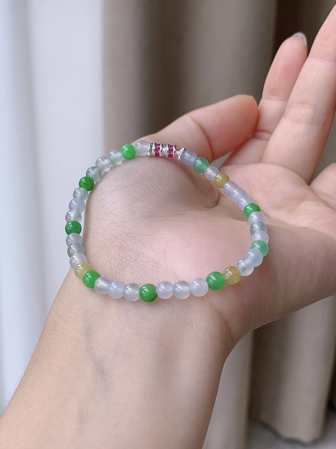 【珠子】冰多宝手串圆珠珠子手串【说明】缅甸 性比高 冰感足【尺寸】4.5mm【重量】7.4克
