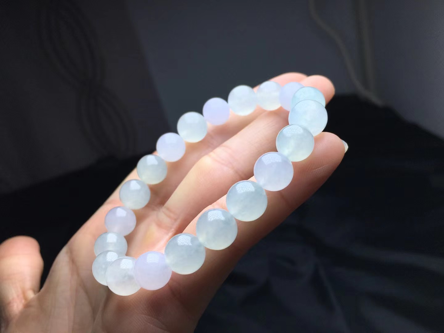 ️ 马卡龙手链，卡9.7～9mm，20颗，种好，玉质细腻，均匀，通透，清新