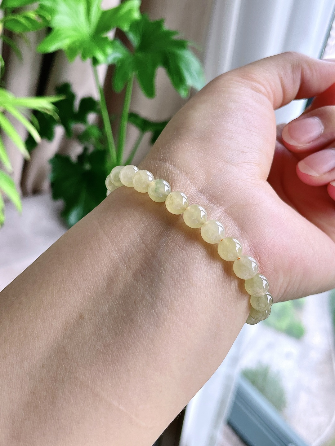 冰黄翡手串圆珠珠子手串，性比高，尺寸7mm，重量15.5克