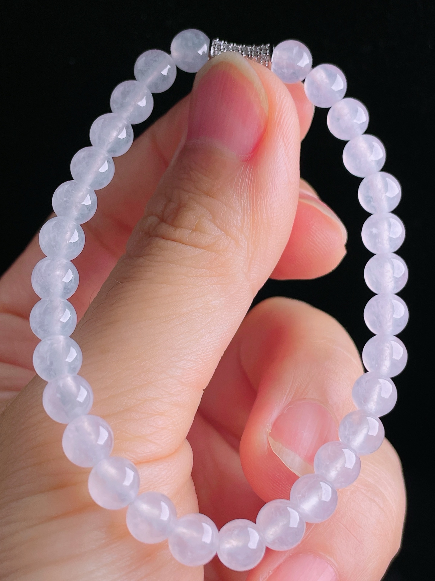 冰种手链，老种起光，细底通透，尺寸：6.2mm