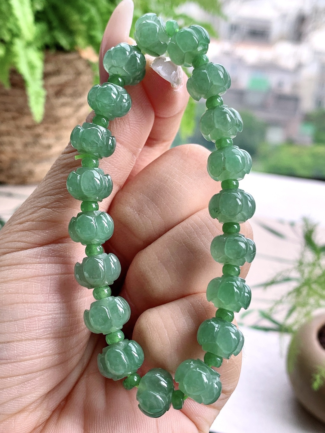 冰晴绿手串荷花手串，性比高