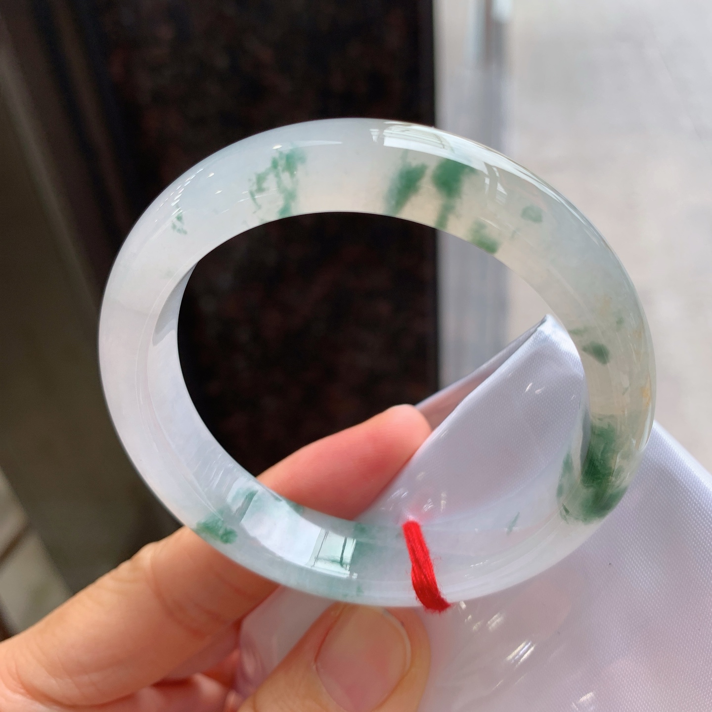 正圈冰黄翡飘花，无裂，冰润