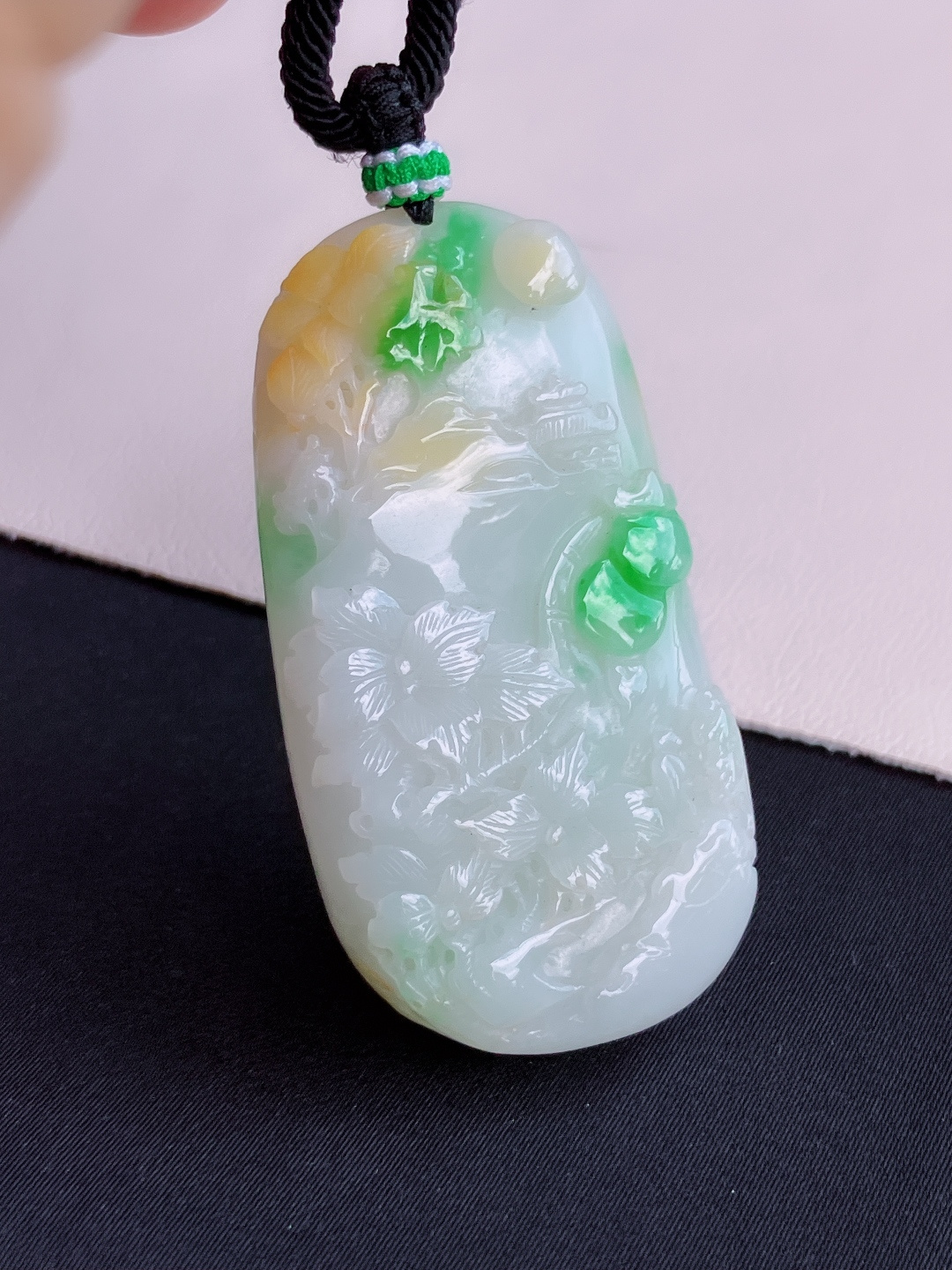 三彩山水牌，意境美，尺寸52.6/27.6/8.5/自然光实拍
