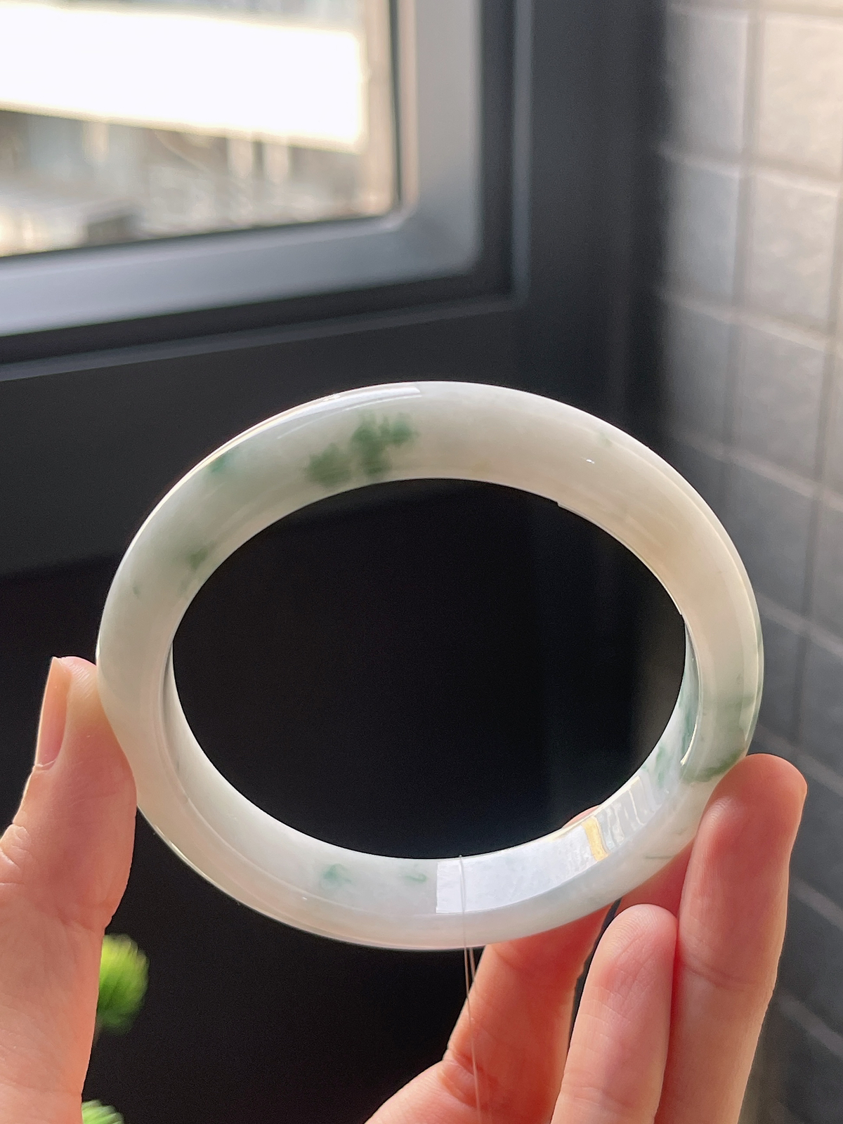 正圈58.8圈口，糯化种飘蓝花手镯