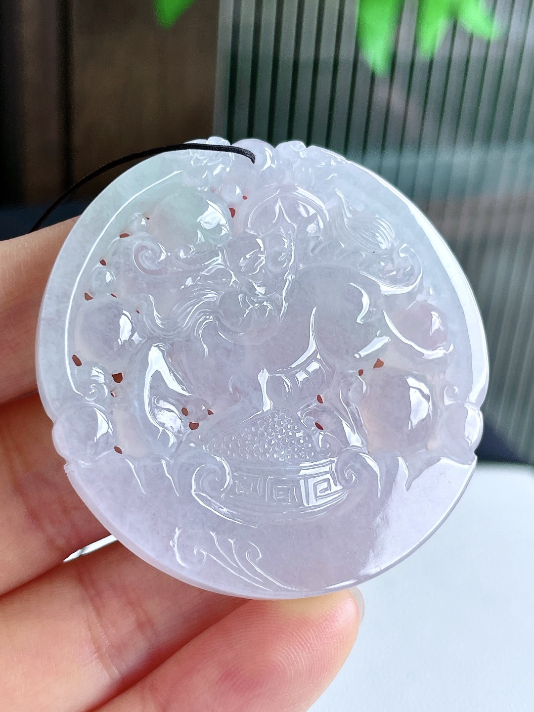 冰飘花圆牌麒麟牌吊坠,无裂,性比高,尺寸51.2-5.6,重量30.6克