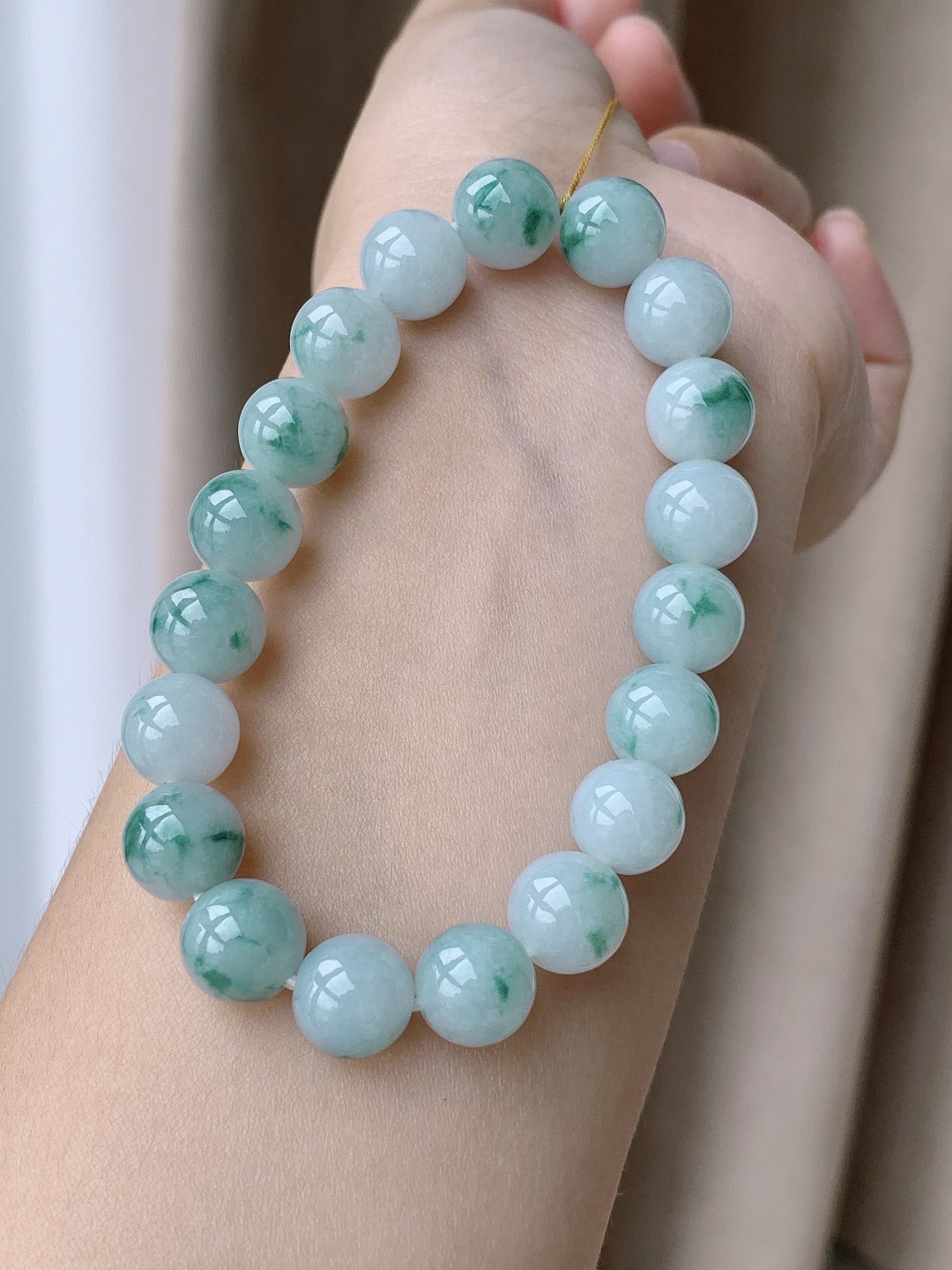 珠子冰飘花手串圆珠珠子手串,性比高,10mm,33.5克