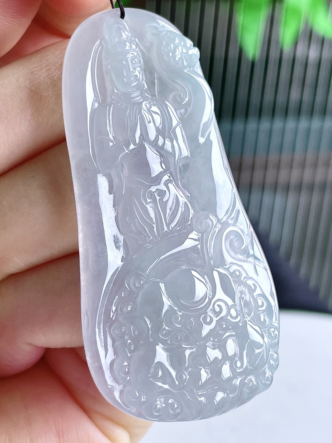 白冰文殊菩萨牌吊坠,性比高 厚装,尺寸66.8-33-6.1,重量22.8克