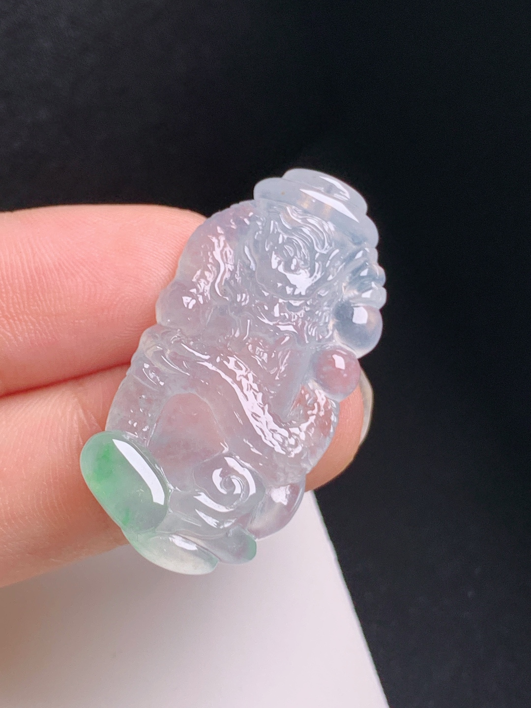 冰飘绿龙牌，冰晶通透，雕工立体，龙腾祥瑞 081808