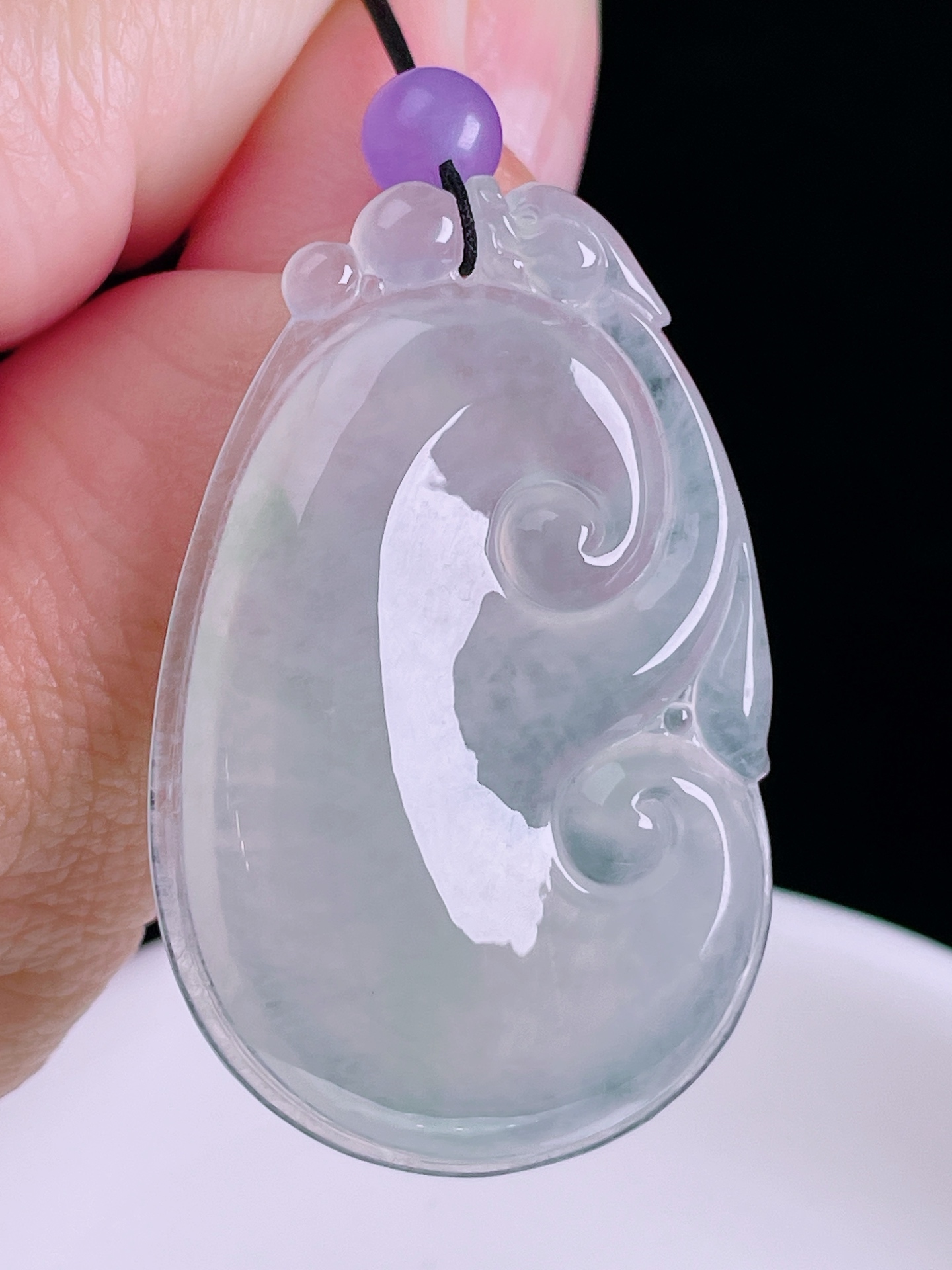白冰如意，老种起光，细底通透，尺寸：44/28.3/6mm0821