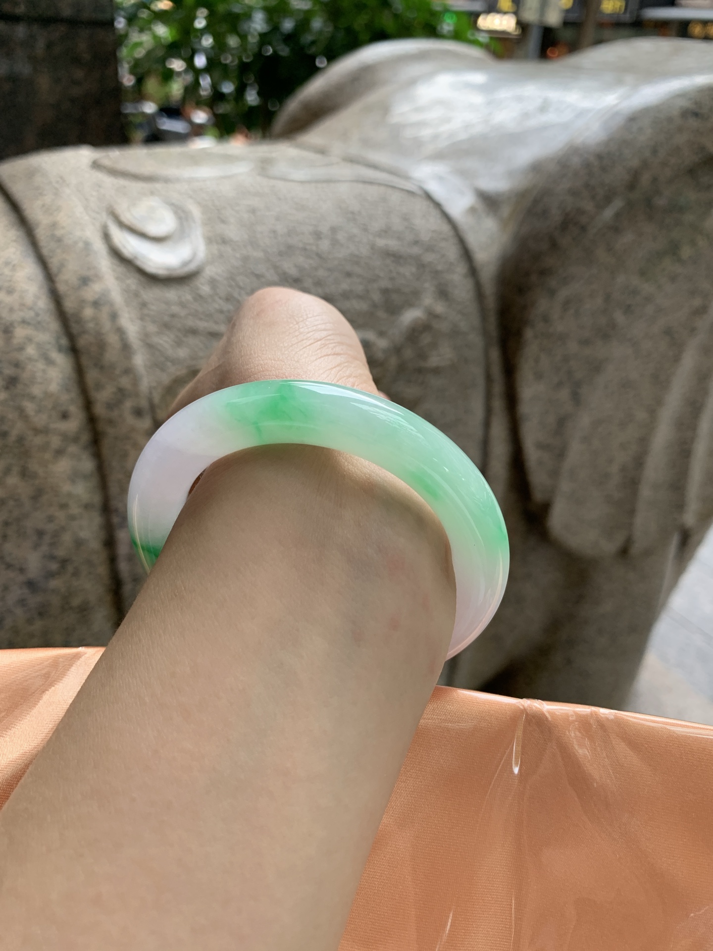 阳绿圆条,0821-N1384,打灯纹裂