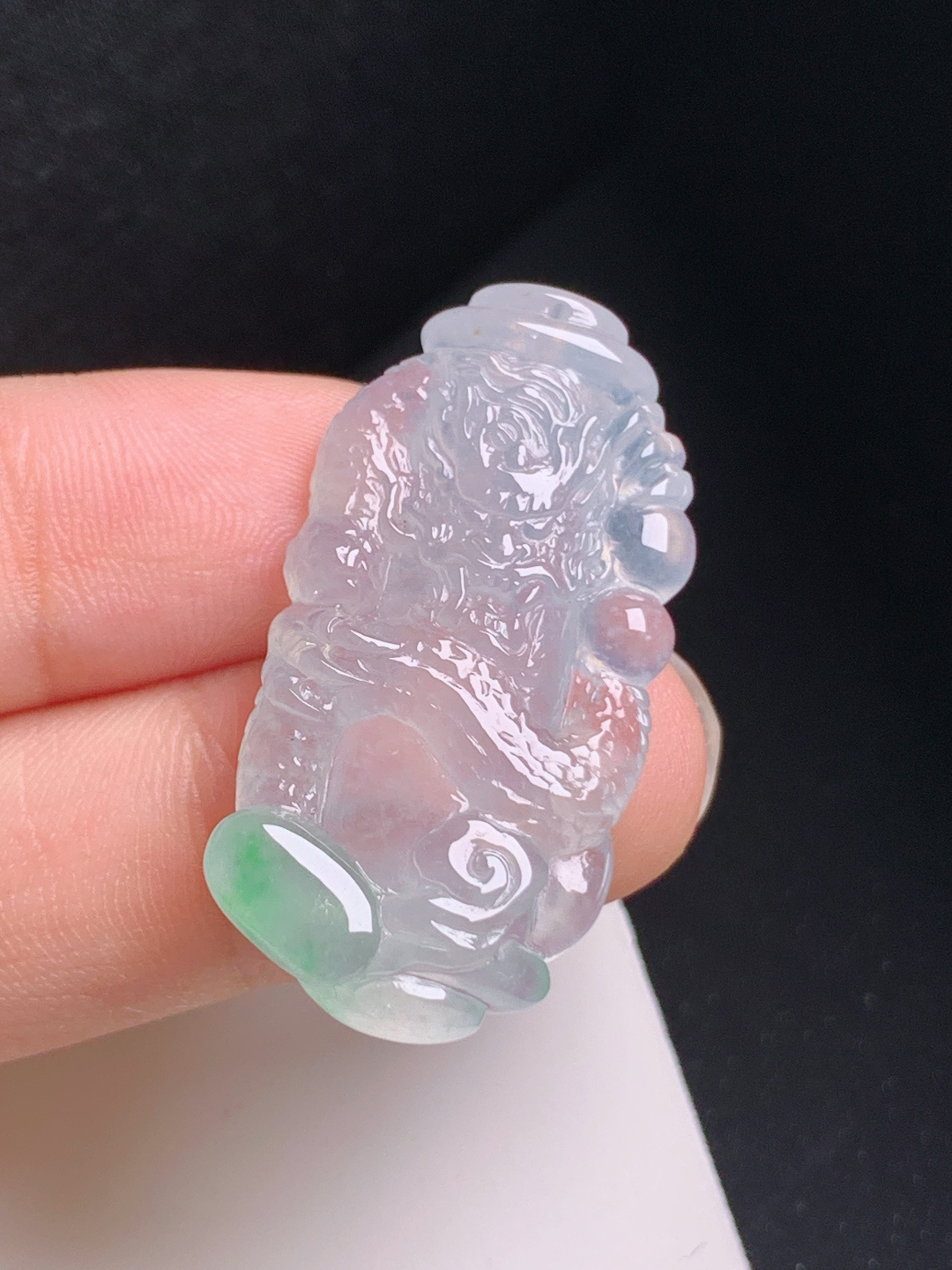 冰飘绿龙牌，冰晶通透，雕工立体，龙腾祥瑞 081808