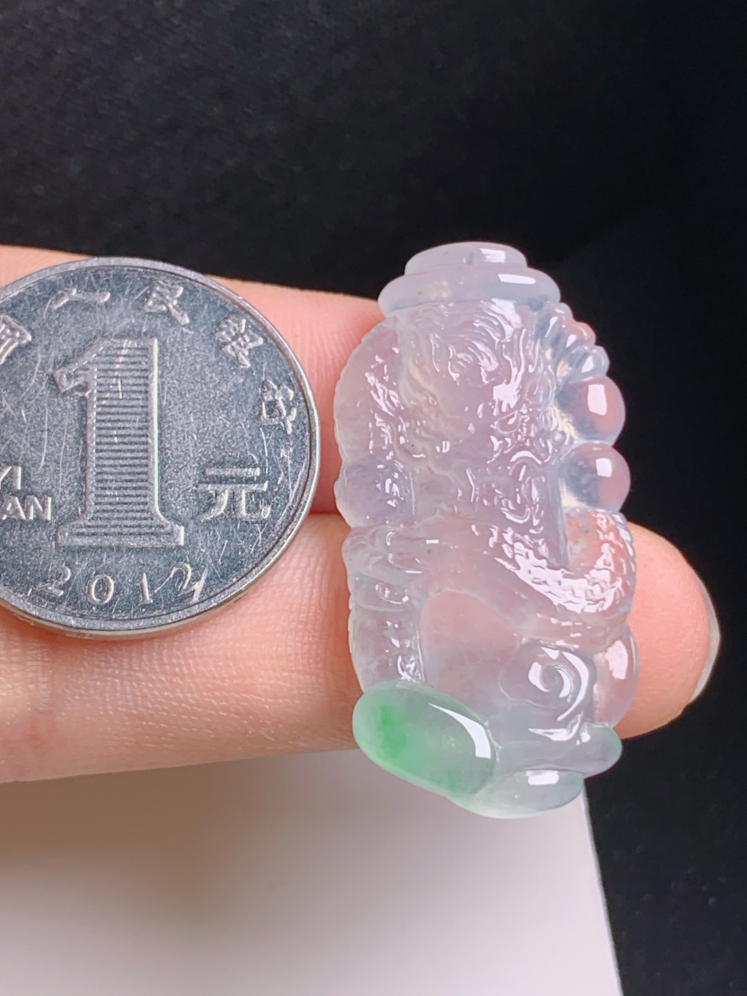 冰飘绿龙牌，冰晶通透，雕工立体，龙腾祥瑞 081808