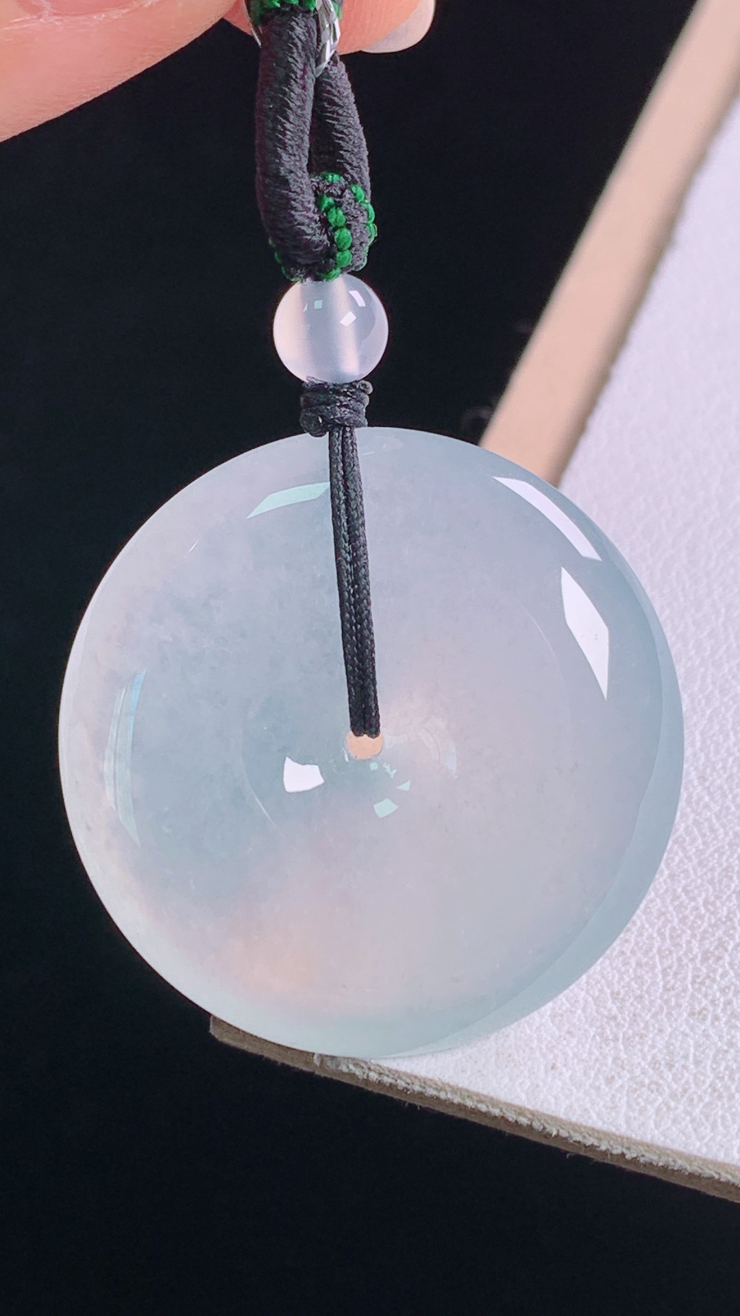 高冰平安扣,种水，冰透起光，无裂,尺寸:27.5-6.5mm