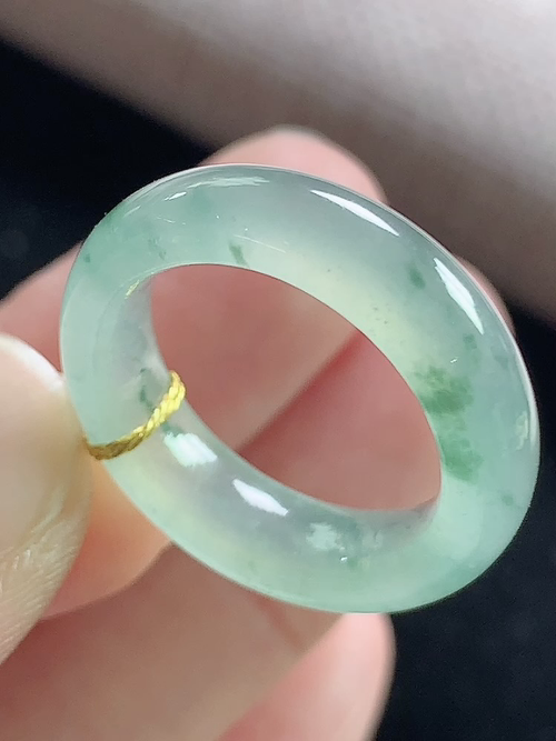 冰飘花戒指，无裂，内径尺寸15.5-5.5-3.1mm，10号手寸，D21lyg