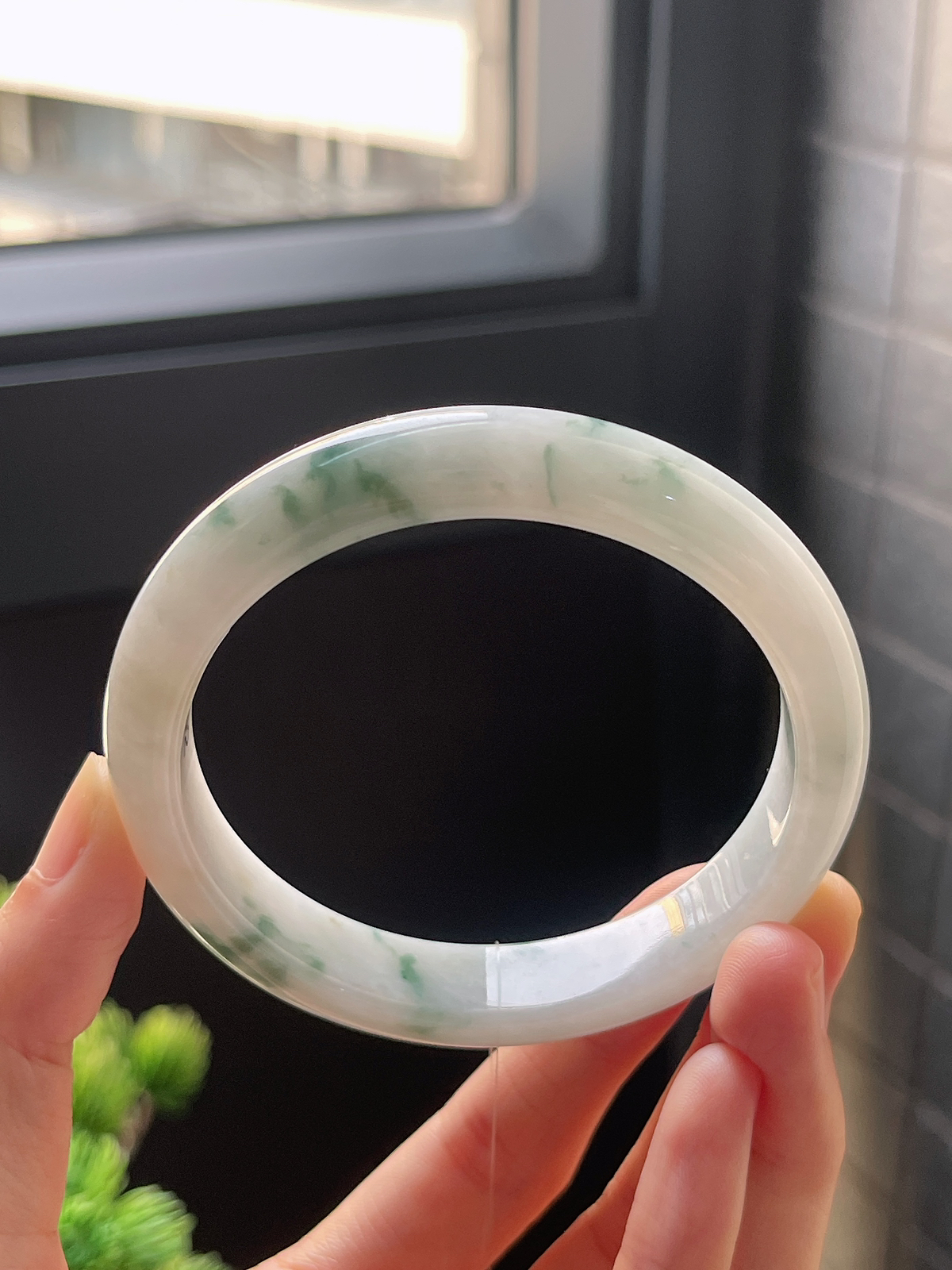 正圈58.8圈口，糯化种飘蓝花手镯