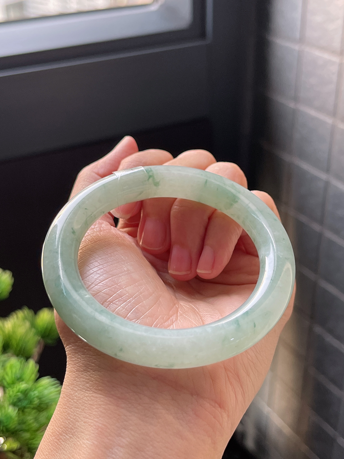 圆条53圈口，飘绿手镯
