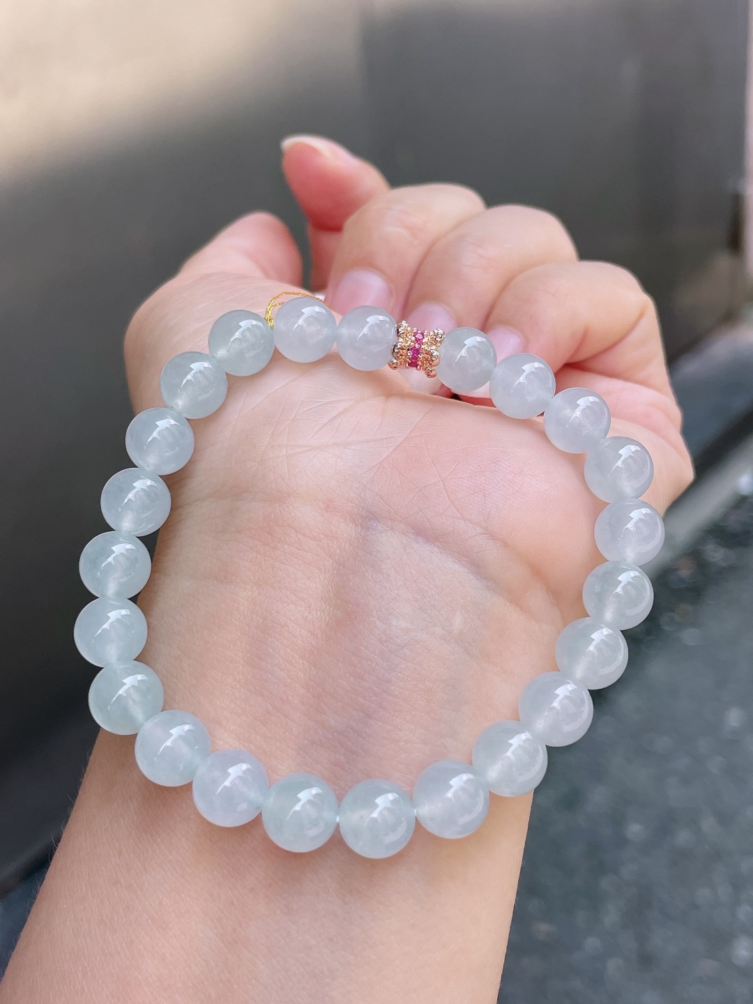 ️ 冰种手链 珠圆玉润，颗颗精选 尺寸：8.1
