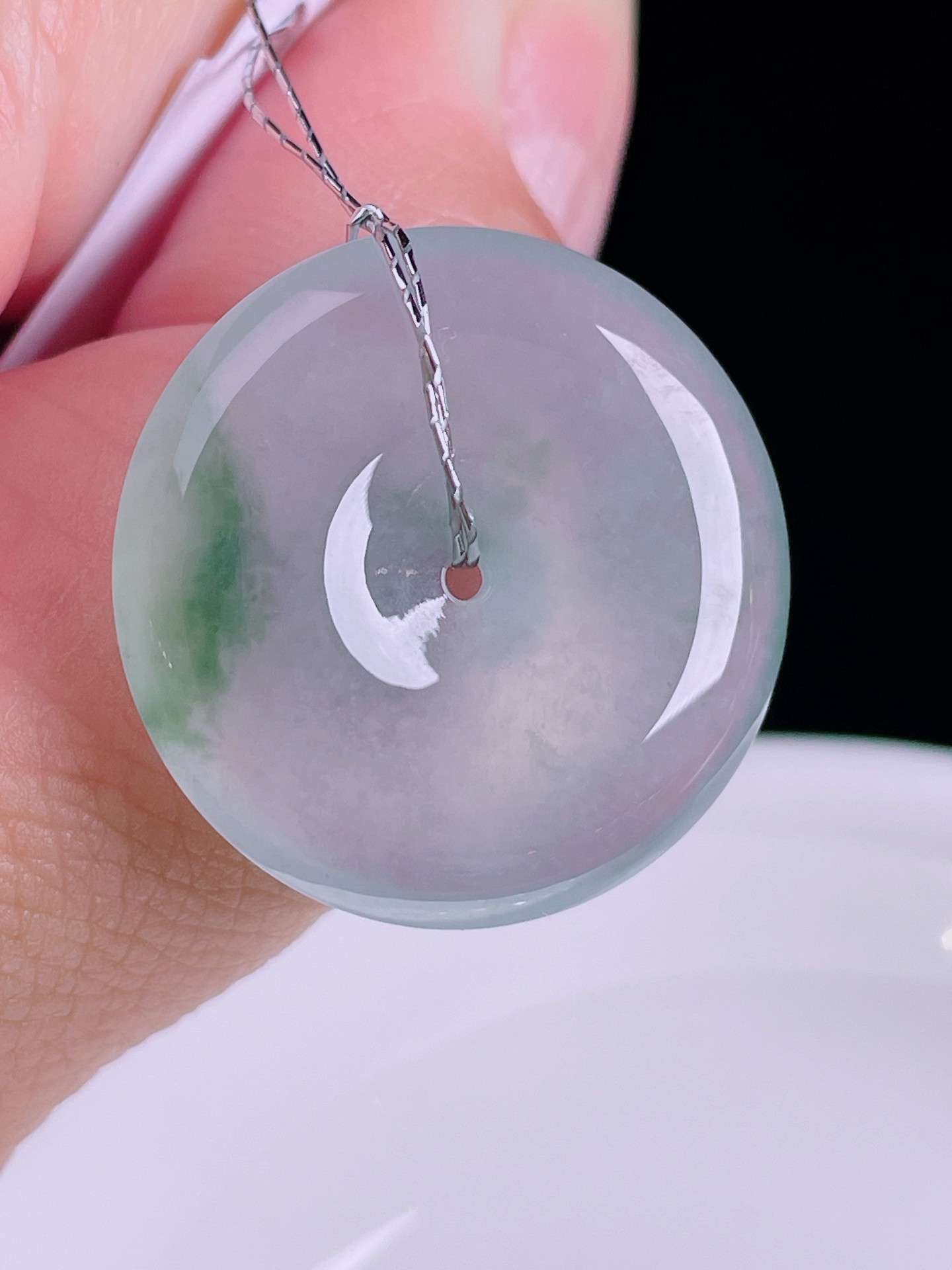 白冰平安扣，老种起光，细底通透，尺寸：24/5.6mm0821