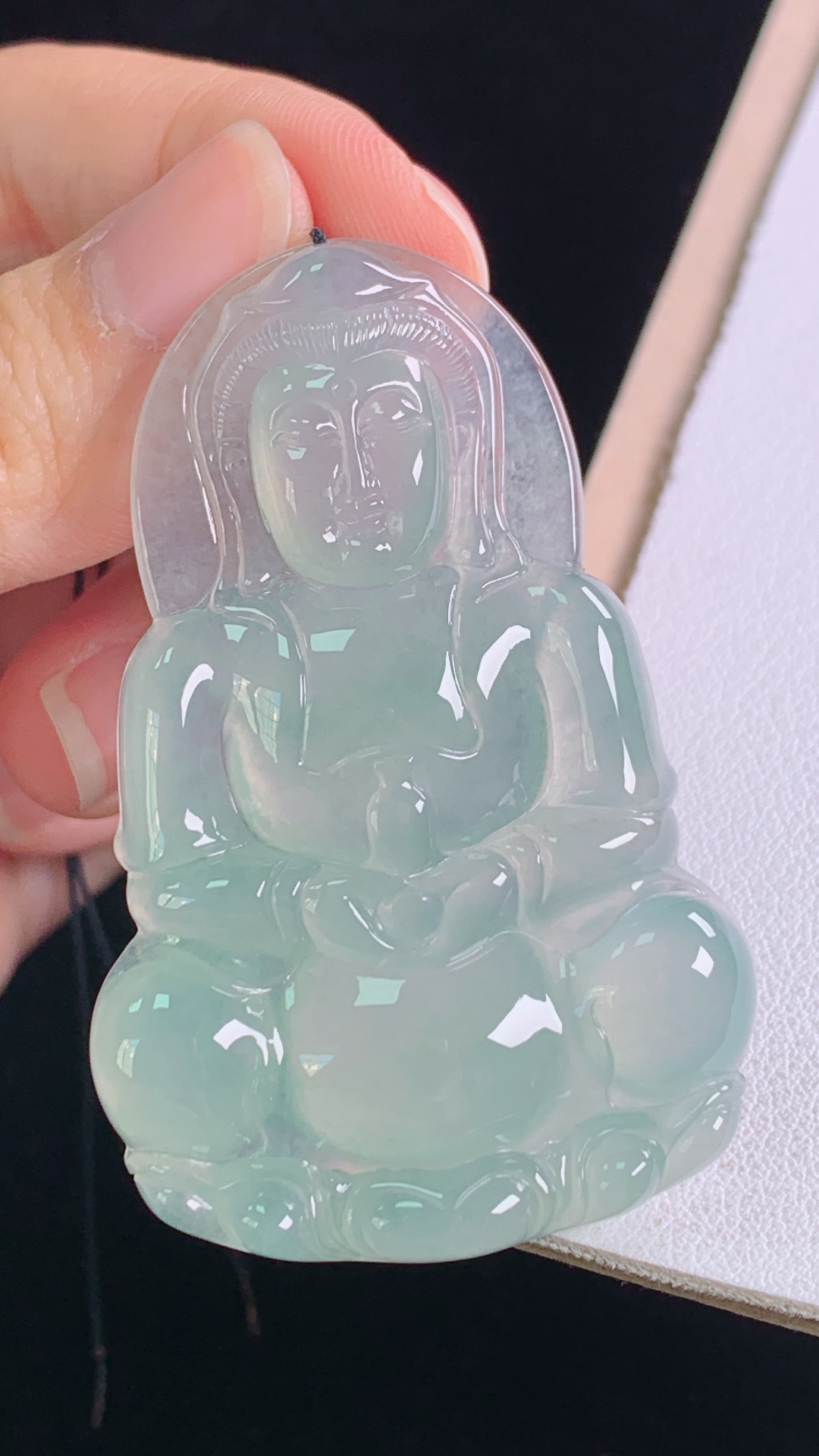 观音,种水，水润清透，无裂,尺寸:54.5-35.6-6.1mm